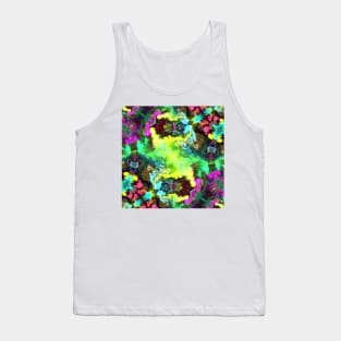 Psychedelic Hippie Square Green Pink and Purple Tank Top